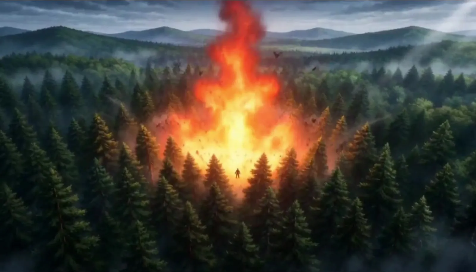 La campagne — la forêt du Royaume du Vent vue du ciel